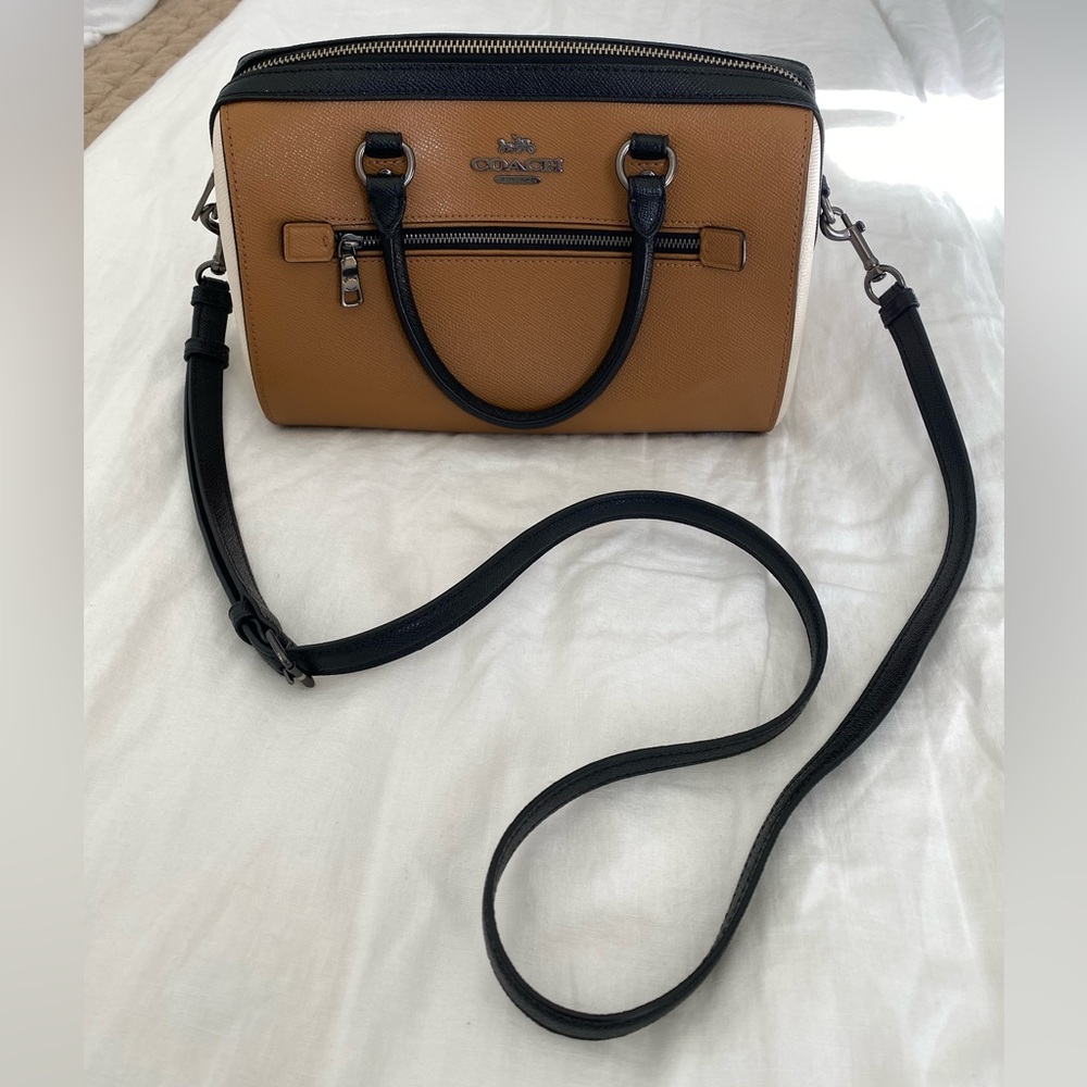 Authentic Coach Leather Rowan Satchel Colorblock Purse